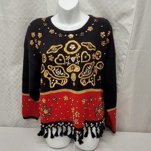Vintage Express Tricot Women's Embellished Pull Over Sweater Size S